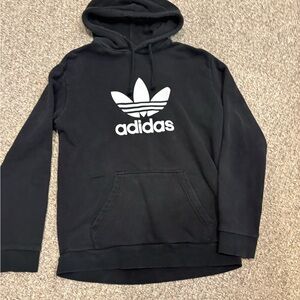 Adidas Men's Black Hoodie with White Trefoil Logo